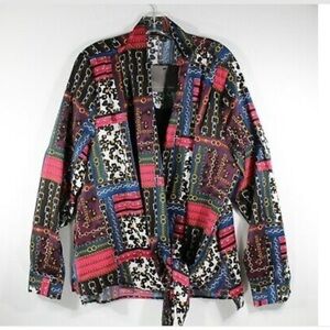 Marc New York Andrew Marc Multi Color Chains Long Sleeve Blouse Size XL
